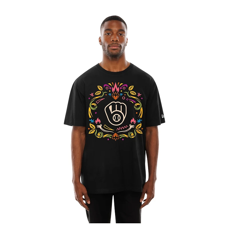 Men's New Era Black Milwaukee Brewers Día de los Muertos T-Shirt
