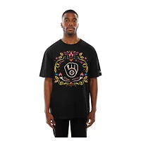 Men's New Era Black Milwaukee Brewers Día de los Muertos T-Shirt