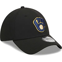 Casquette Flex 39THIRTY noire avec logo des Milwaukee Brewers New Era pour homme