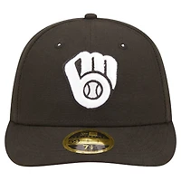 Casquette ajustée 59FIFTY à profil bas des Milwaukee Brewers New Era pour hommes, noire