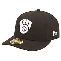 Casquette ajustée 59FIFTY à profil bas des Milwaukee Brewers New Era pour hommes, noire