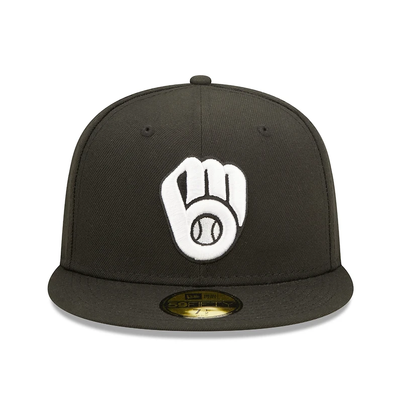 Casquette ajustée 59FIFTY avec logo noir de l'équipe des Milwaukee Brewers New Era pour homme