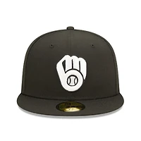 Casquette ajustée 59FIFTY avec logo noir de l'équipe des Milwaukee Brewers New Era pour homme