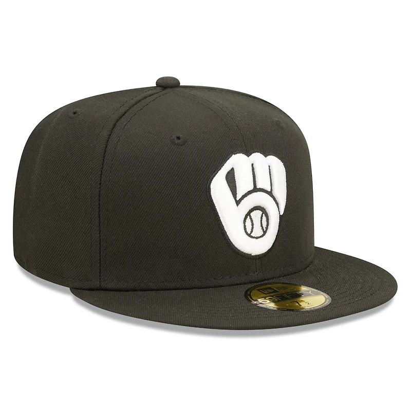 Casquette ajustée 59FIFTY avec logo noir de l'équipe des Milwaukee Brewers New Era pour homme