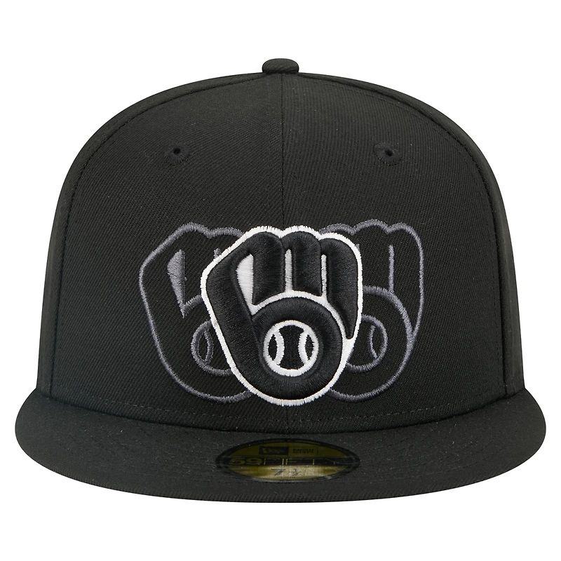 Men's New Era Black Milwaukee Brewers Tri-Hit 59FIFTY Fitted Hat