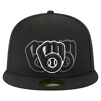 Men's New Era Black Milwaukee Brewers Tri-Hit 59FIFTY Fitted Hat