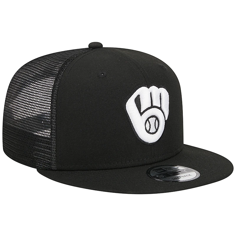 Casquette Snapback Trucker 9FIFTY New Era Milwaukee Brewers noire pour homme