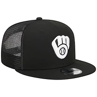 Casquette Snapback Trucker 9FIFTY New Era Milwaukee Brewers noire pour homme