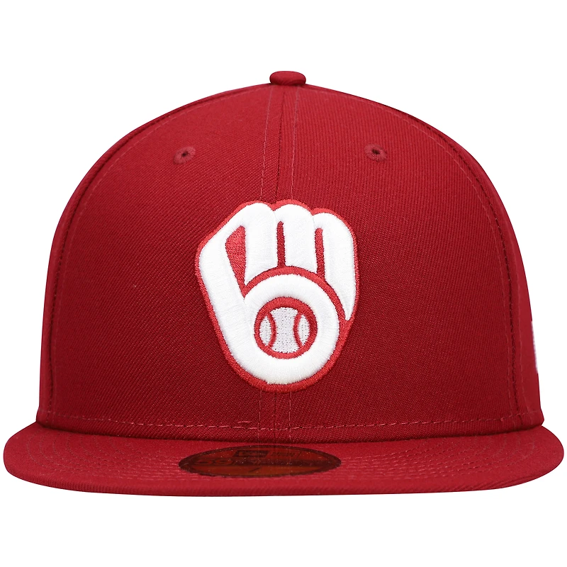 Casquette ajustée 59FIFTY Cardinal Milwaukee Brewers pour homme New Era, blanc