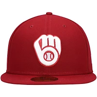 Casquette ajustée 59FIFTY Cardinal Milwaukee Brewers pour homme New Era, blanc