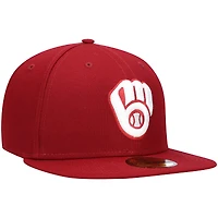 Casquette ajustée 59FIFTY Cardinal Milwaukee Brewers pour homme New Era, blanc