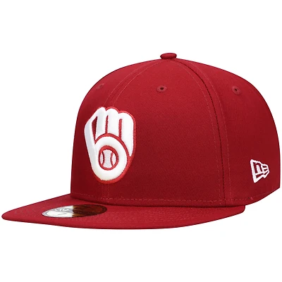Casquette ajustée 59FIFTY Cardinal Milwaukee Brewers pour homme New Era, blanc