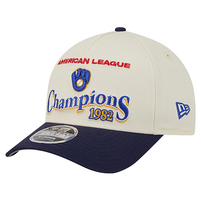 Men's New Era Cream/Royal Milwaukee Brewers World Series 9FORTY M-Crown Adjustable Hat