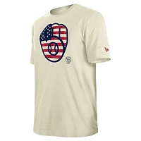 Men's New Era Cream Milwaukee Brewers Americana Flag Fill T-Shirt