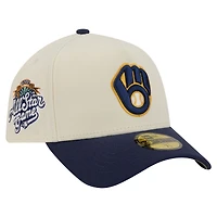 Casquette ajustée New Era 59FORTY crème pour homme, Milwaukee Brewers, modèle chromé A-Frame.