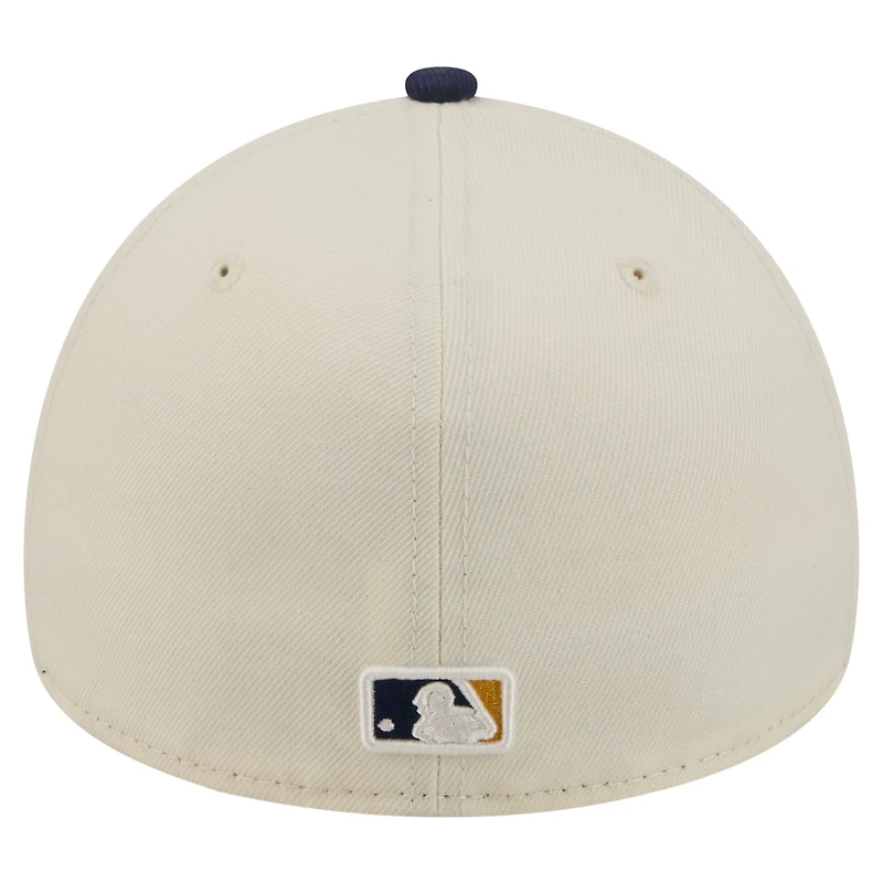 Men's New Era Cream Milwaukee Brewers Chrome A-Frame 59FORTY Fitted Hat