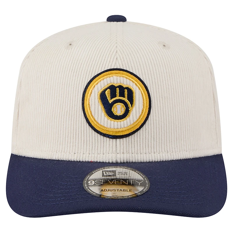 Casquette ajustable New Era 9SEVENTY crème pour homme des Milwaukee Brewers