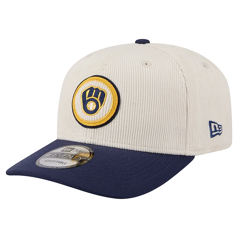 Casquette ajustable New Era 9SEVENTY crème pour homme des Milwaukee Brewers