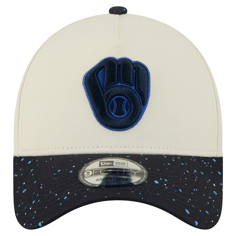 Casquette ajustable New Era 9FORTY crème pour homme des Milwaukee Brewers