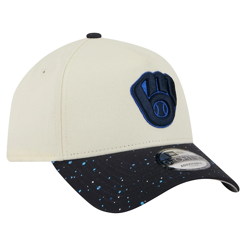 Casquette ajustable New Era 9FORTY crème pour homme des Milwaukee Brewers