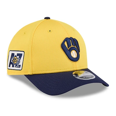 Men's New Era  Gold/Navy Milwaukee Brewers 2025 Spring Training 9FORTY Adjustable Hat