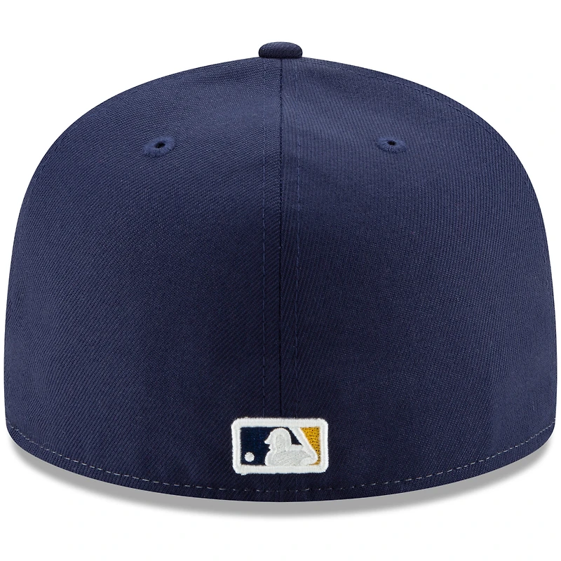 Casquette ajustée 59FIFTY pour homme New Era Gold / Navy Milwaukee Brewers Alternate Authentic Collection