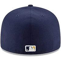Casquette ajustée 59FIFTY pour homme New Era Gold / Navy Milwaukee Brewers Alternate Authentic Collection