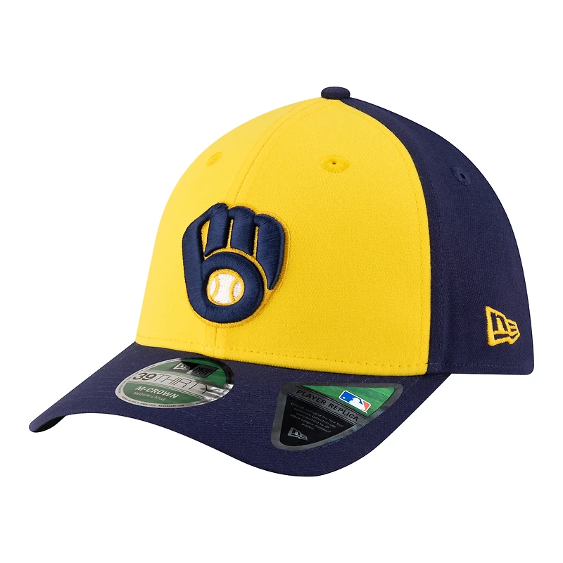 Casquette New Era bleu marine Milwaukee Brewers, réplique joueur 39THIRTY M-Crown Flex