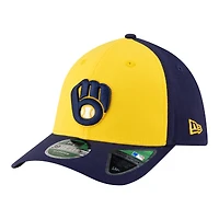 Casquette New Era bleu marine Milwaukee Brewers, réplique joueur 39THIRTY M-Crown Flex