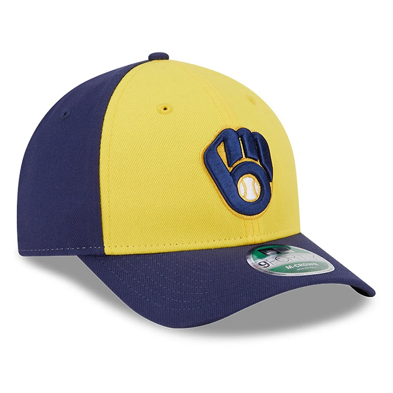Casquette ajustable New Era 9FORTY pour homme, réplique de joueur des Milwaukee Brewers, couleur or/bleu marine
