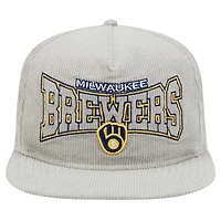 Men's New Era Gray Milwaukee Brewers Corduroy Golfer Snapback Hat