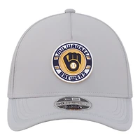 Men's New Era Gray Milwaukee Brewers Patch 39THIRTY A-Frame M-Crown Perforated Flex Hat
