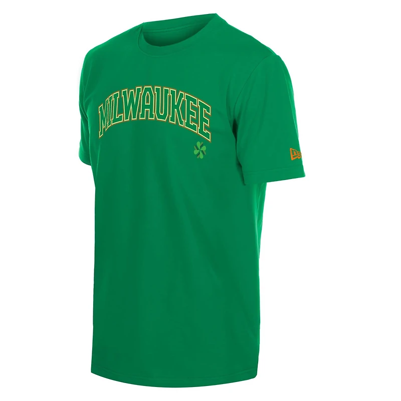 T-shirt New Era vert pour homme, Milwaukee Brewers, édition spéciale Saint-Patrick 2026