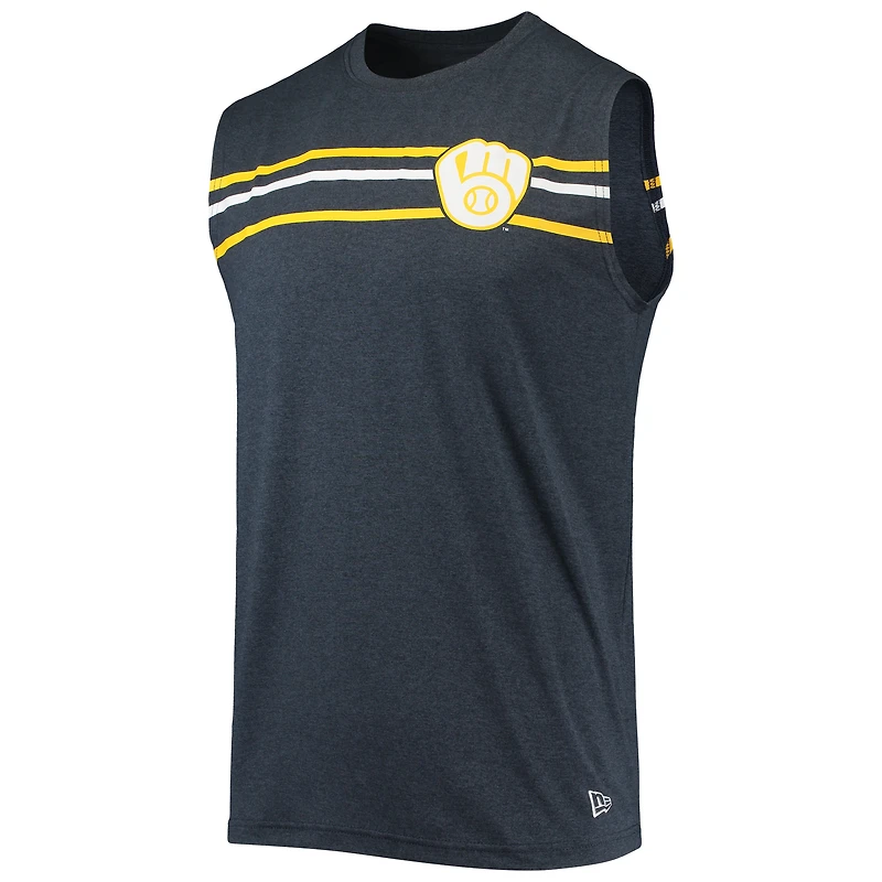 Débardeur homme bleu marine chiné Milwaukee Brewers Muscle New Era