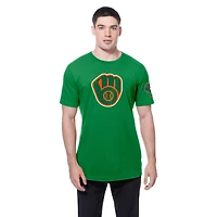 Men's New Era  Kelly Green Milwaukee Brewers St. Patrick's Day Shamrock Fill T-Shirt