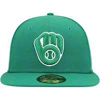Casquette ajustée 59FIFTY pour homme avec logo Kelly Green Milwaukee Brewers New Era