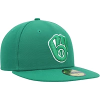 Casquette ajustée 59FIFTY pour homme avec logo Kelly Green Milwaukee Brewers New Era