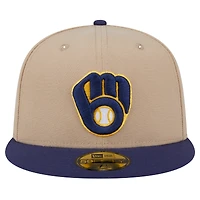 Casquette ajustée 59FIFTY kaki des Milwaukee Brewers de New Era pour homme