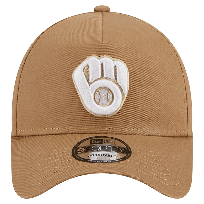 Casquette réglable kaki Milwaukee Brewers A-Frame 9FORTY New Era pour hommes
