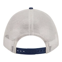 Men's New Era  Light Beige/Navy Milwaukee Brewers Frayed M-Crown A-Frame 9FORTY Trucker Adjustable Hat