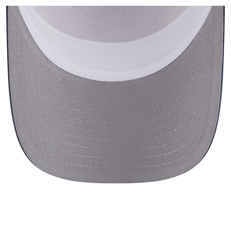 Casquette trucker New Era 9FORTY pour homme, beige clair/marine, Milwaukee Brewers, modèle Frayed M-Crown A-Frame. Modèle ajustable.