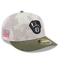 Men's New Era Light Beige/Olive Milwaukee Brewers 2025 Armed Forces Day Low Profile 59FIFTY Fitted Hat