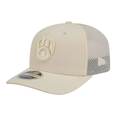 Casquette trucker ajustable New Era COOLERA 9SEVENTY pour homme, beige clair, Milwaukee Brewers, coloris Color Pack