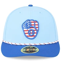 Men's New Era Light Blue/Blue Milwaukee Brewers 2025 Fourth of July Low Profile 59FIFTY Fitted Hat