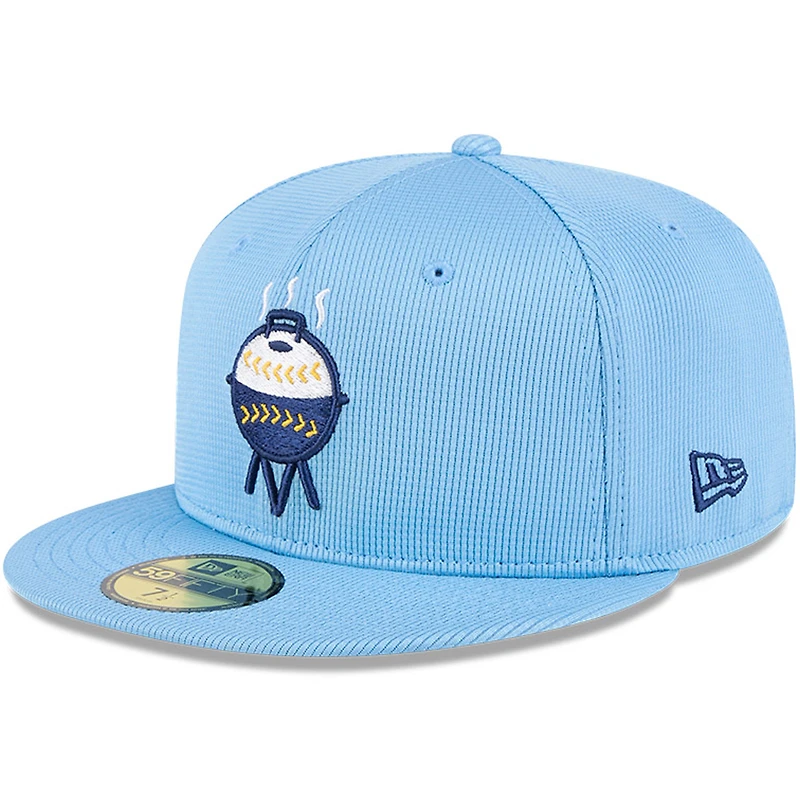 Casquette d'entraînement au bâton City Connect 59FIFTY bleu clair New Era pour homme des Milwaukee Brewers