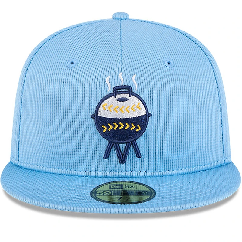Casquette d'entraînement au bâton City Connect 59FIFTY bleu clair New Era pour homme des Milwaukee Brewers