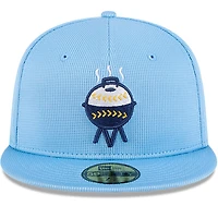 Casquette d'entraînement au bâton City Connect 59FIFTY bleu clair New Era pour homme des Milwaukee Brewers