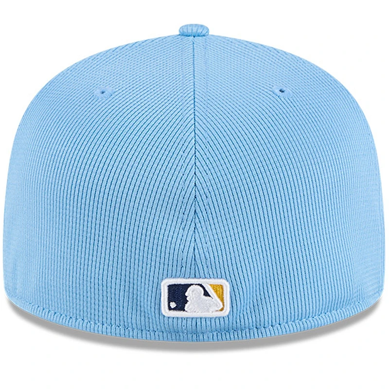 Casquette d'entraînement au bâton City Connect 59FIFTY bleu clair New Era pour homme des Milwaukee Brewers