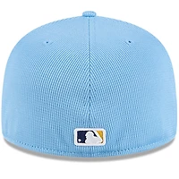 Casquette d'entraînement au bâton City Connect 59FIFTY bleu clair New Era pour homme des Milwaukee Brewers