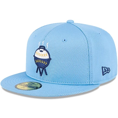 Casquette d'entraînement au bâton City Connect 59FIFTY bleu clair New Era pour homme des Milwaukee Brewers